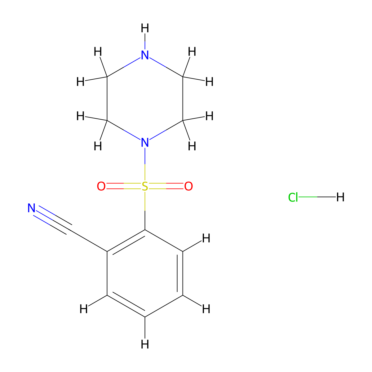 2-(Piperazine-1-sulfonyl)benzonitrile hydrochloride molecular structure, CAS 1803586-99-3