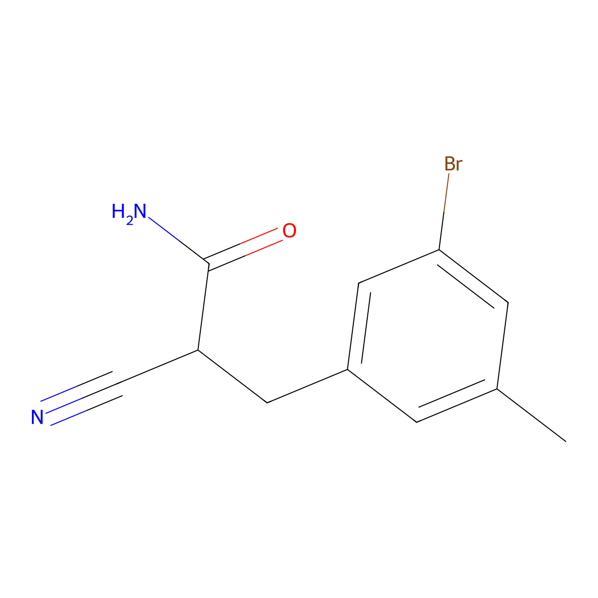3-(3-Bromo-5-methylphenyl)-2-cyanopropanamide molecular structure, CAS 1803587-01-0