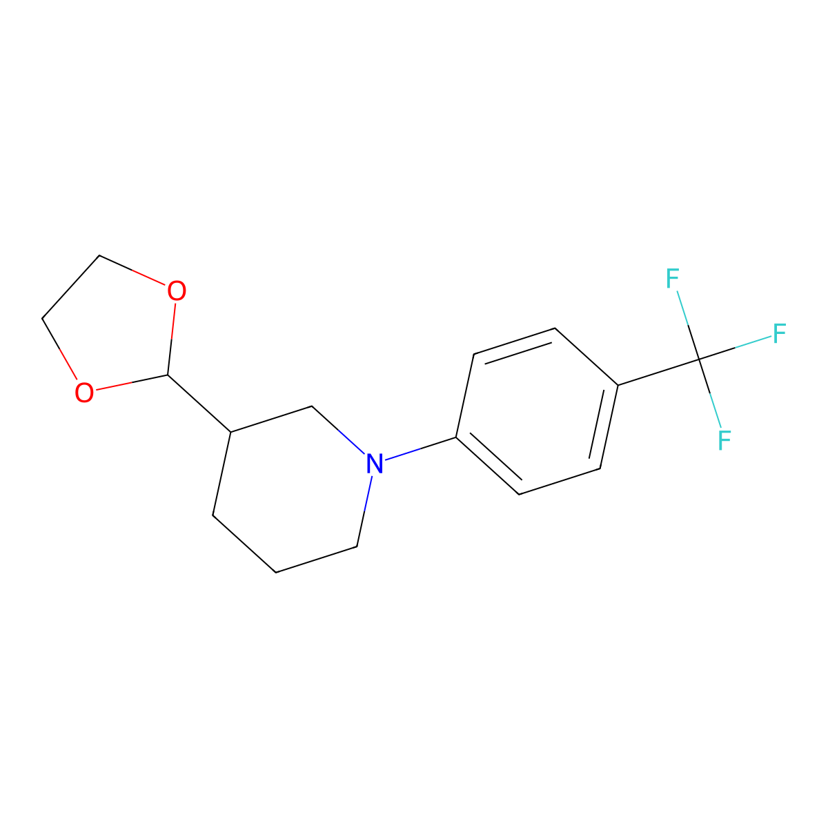 3-(1,3-Dioxolan-2-yl)-1-[4-(trifluoromethyl)phenyl]piperidine molecular structure, CAS 1803587-09-8
