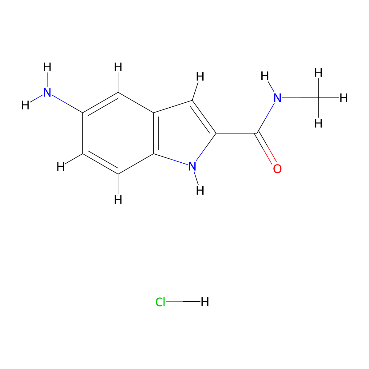 5-amino-N-methyl-1H-indole-2-carboxamide hydrochloride molecular structure, CAS 1803587-15-6