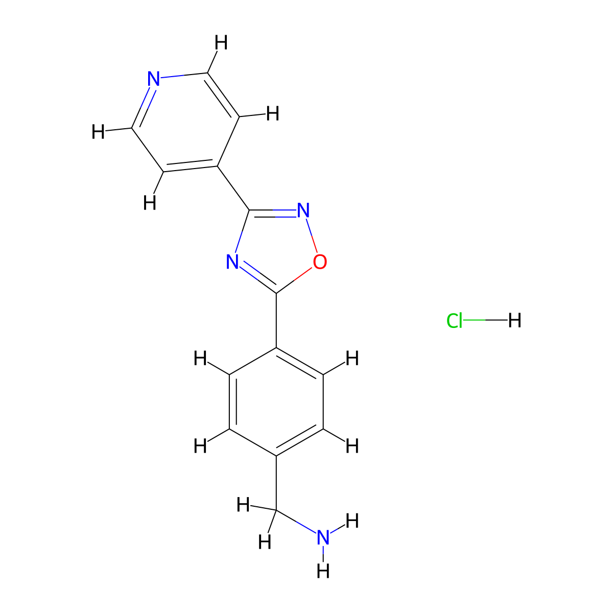 {4-[3-(Pyridin-4-yl)-1,2,4-oxadiazol-5-yl]phenyl}methanamine hydrochloride molecular structure, CAS 1803587-16-7