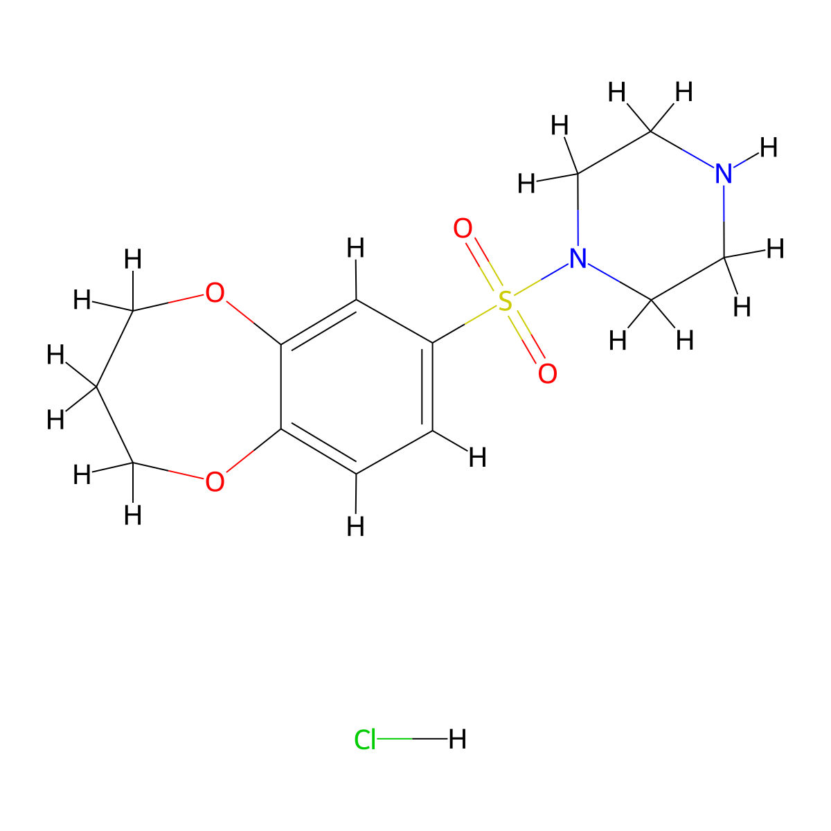 1-(3,4-dihydro-2H-1,5-benzodioxepine-7-sulfonyl)piperazine hydrochloride molecular structure, CAS 1803587-20-3