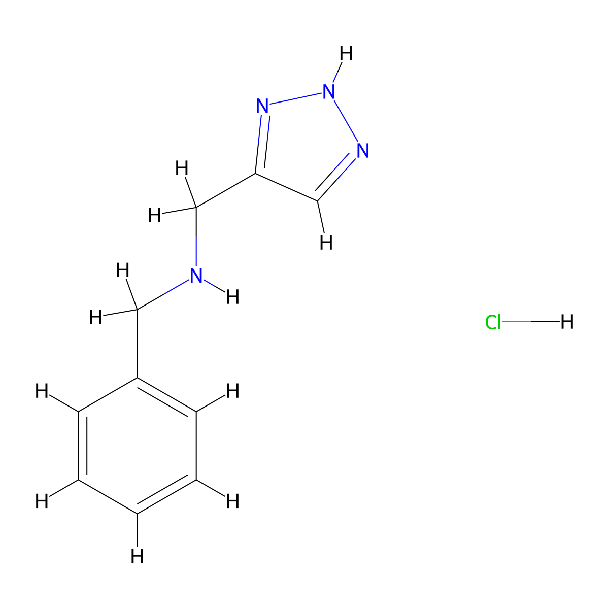 Benzyl[(1H-1,2,3-triazol-4-yl)methyl]amine hydrochloride molecular structure, CAS 1803587-22-5