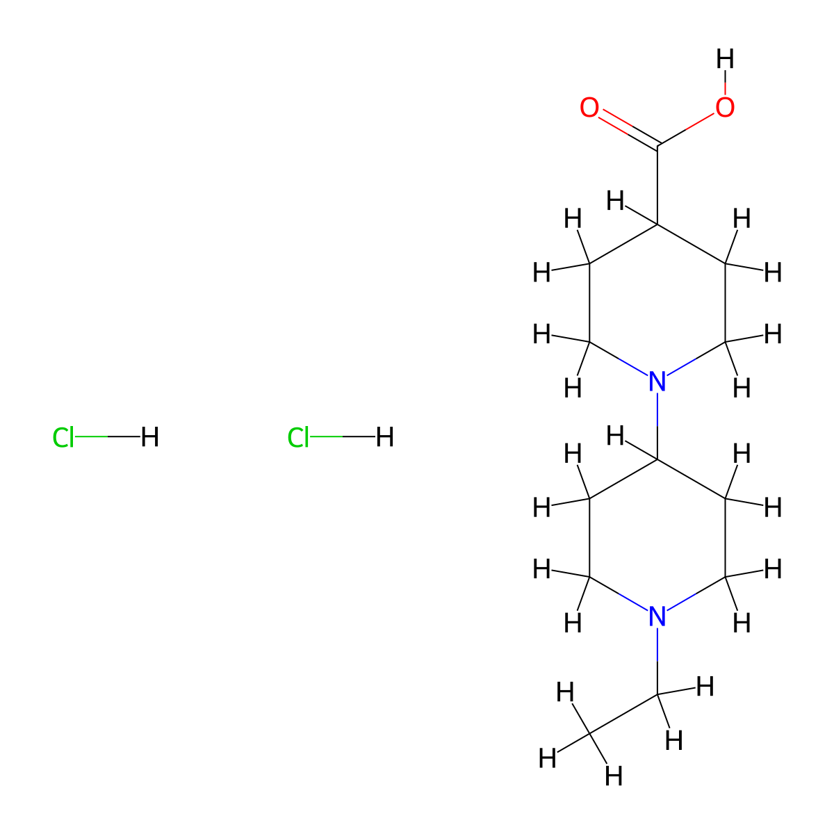 1-(1-Ethylpiperidin-4-yl)piperidine-4-carboxylic acid dihydrochloride molecular structure, CAS 1803587-26-9