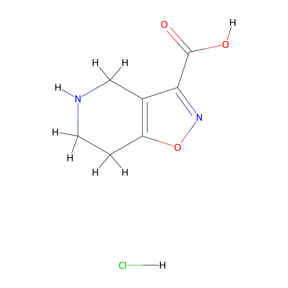 4H,5H,6H,7H-[1,2]oxazolo[4,5-c]pyridine-3-carboxylic acid hydrochloride molecular structure, CAS 1803587-35-0