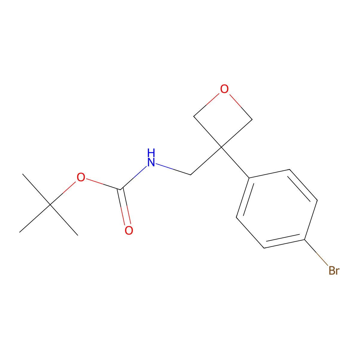 tert-butyl N-{[3-(4-bromophenyl)oxetan-3-yl]methyl}carbamate molecular structure, CAS 1803587-41-8