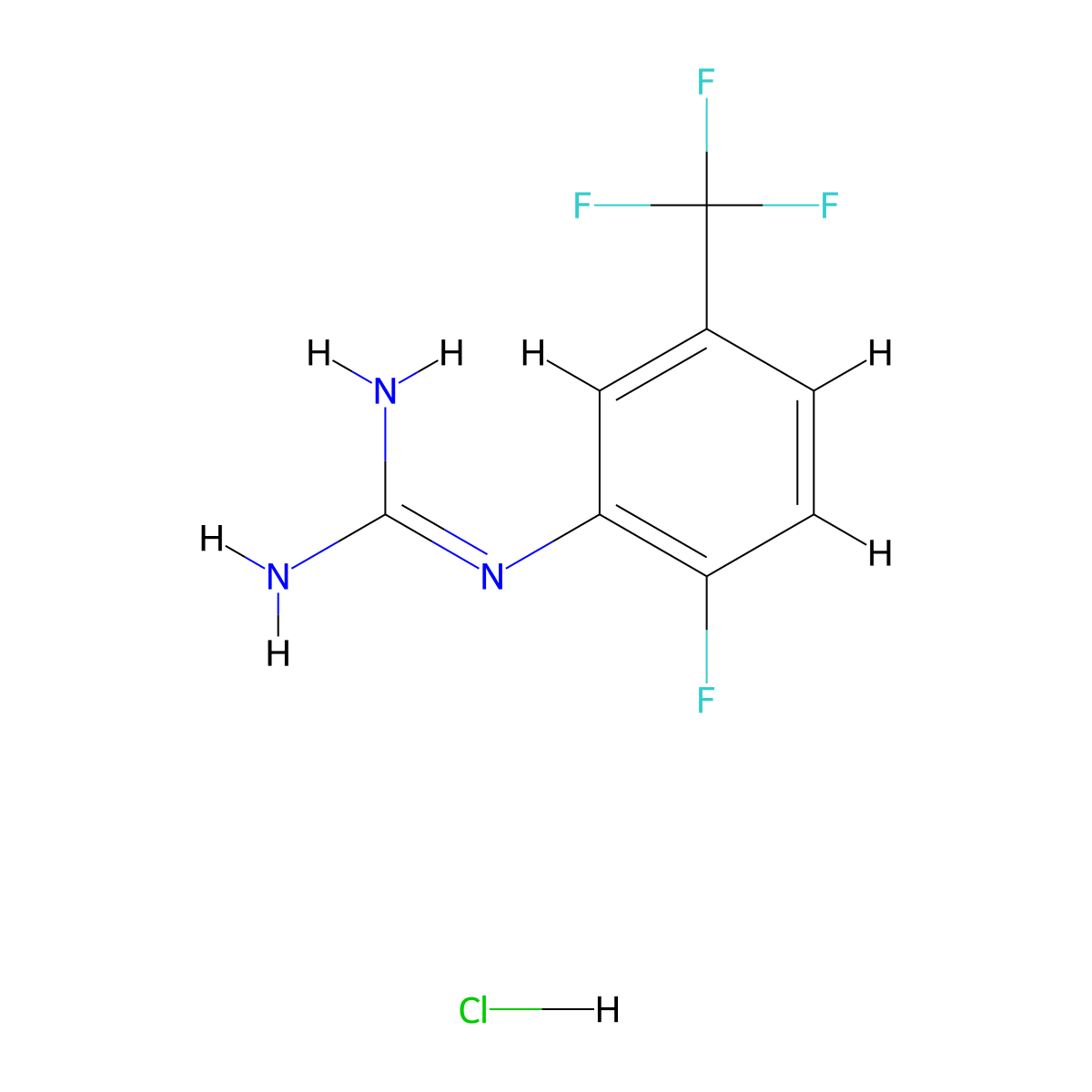 1-[2-Fluoro-5-(trifluoromethyl)phenyl]guanidine hydrochloride molecular structure, CAS 1803587-42-9