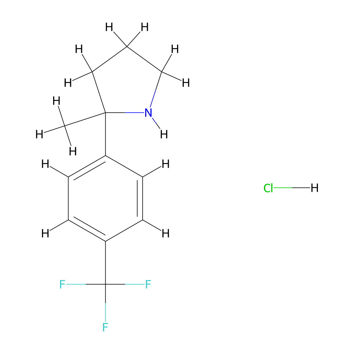 2-Methyl-2-(4-(trifluoromethyl)phenyl)pyrrolidine hydrochloride molecular structure, CAS 1803587-43-0