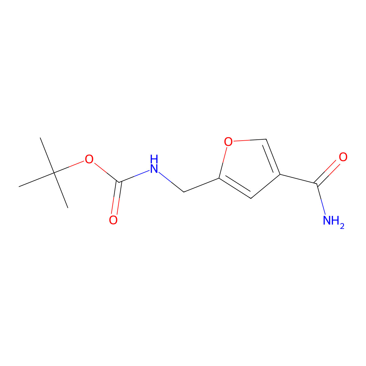 tert-butyl N-[(4-carbamoylfuran-2-yl)methyl]carbamate molecular structure, CAS 1803587-45-2