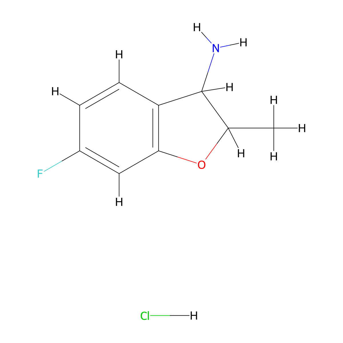 6-Fluoro-2-methyl-2,3-dihydro-1-benzofuran-3-amine hydrochloride molecular structure, CAS 1803587-48-5