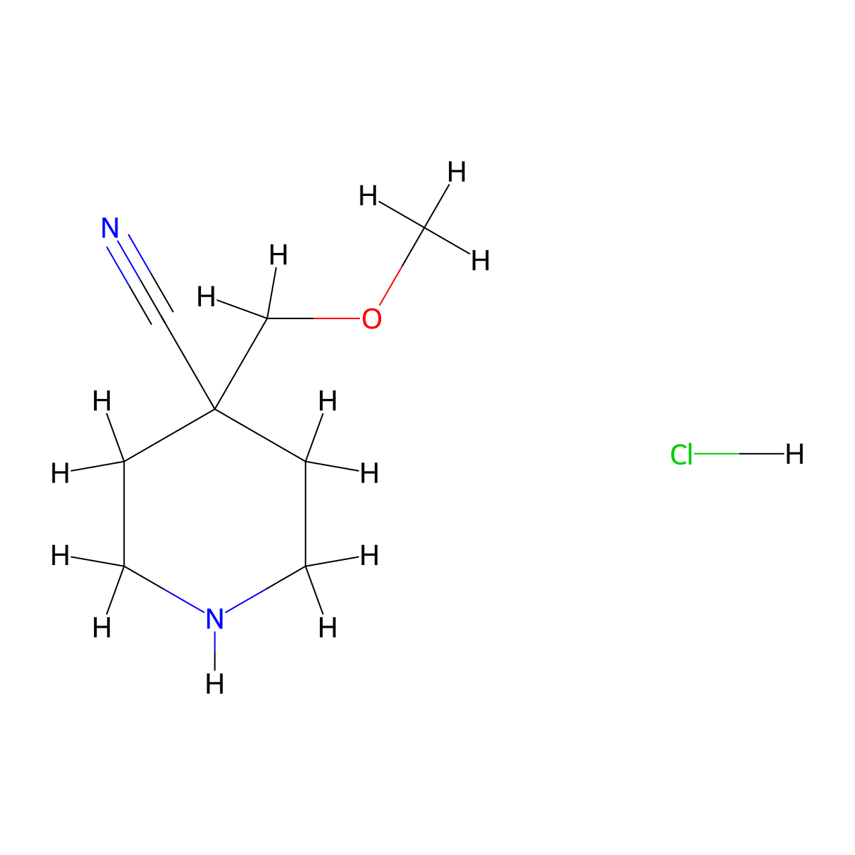 4-(Methoxymethyl)piperidine-4-carbonitrile hydrochloride molecular structure, CAS 1803587-55-4
