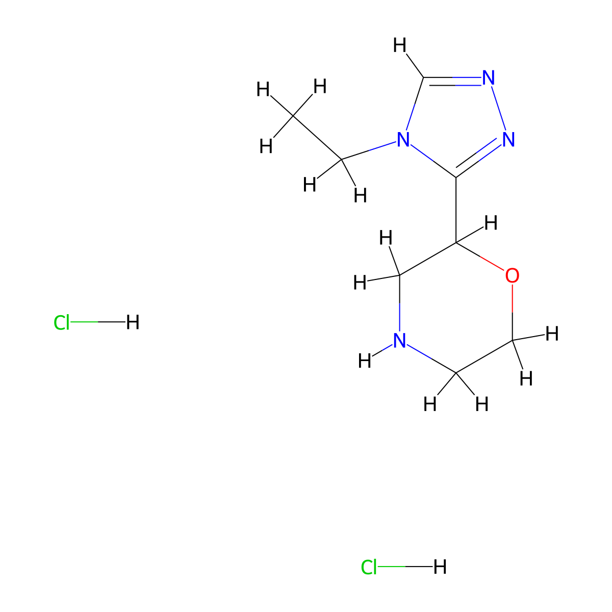 2-(4-ethyl-4H-1,2,4-triazol-3-yl)morpholine dihydrochloride molecular structure, CAS 1803587-59-8