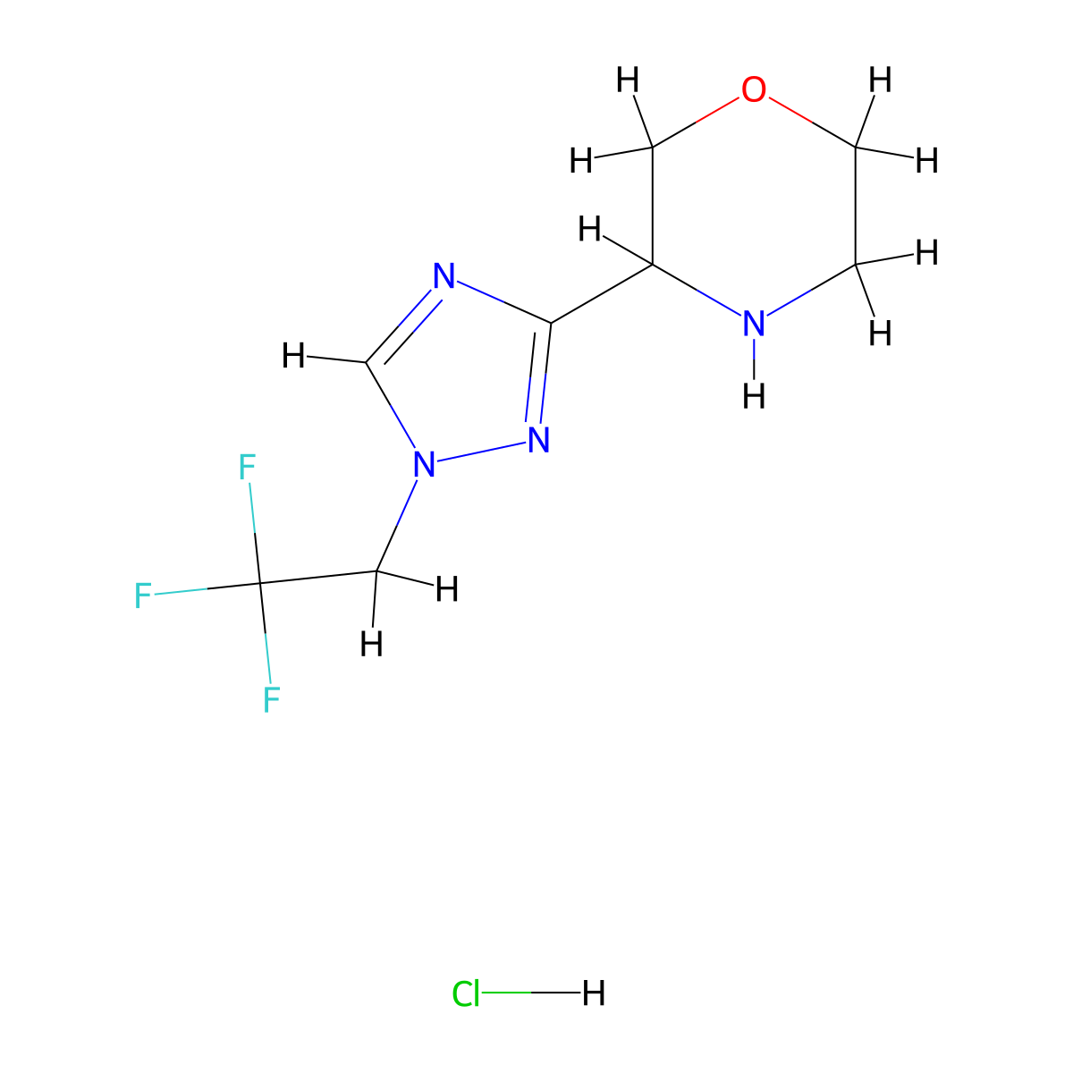 3-[1-(2,2,2-trifluoroethyl)-1H-1,2,4-triazol-3-yl]morpholine hydrochloride molecular structure, CAS 1803587-62-3