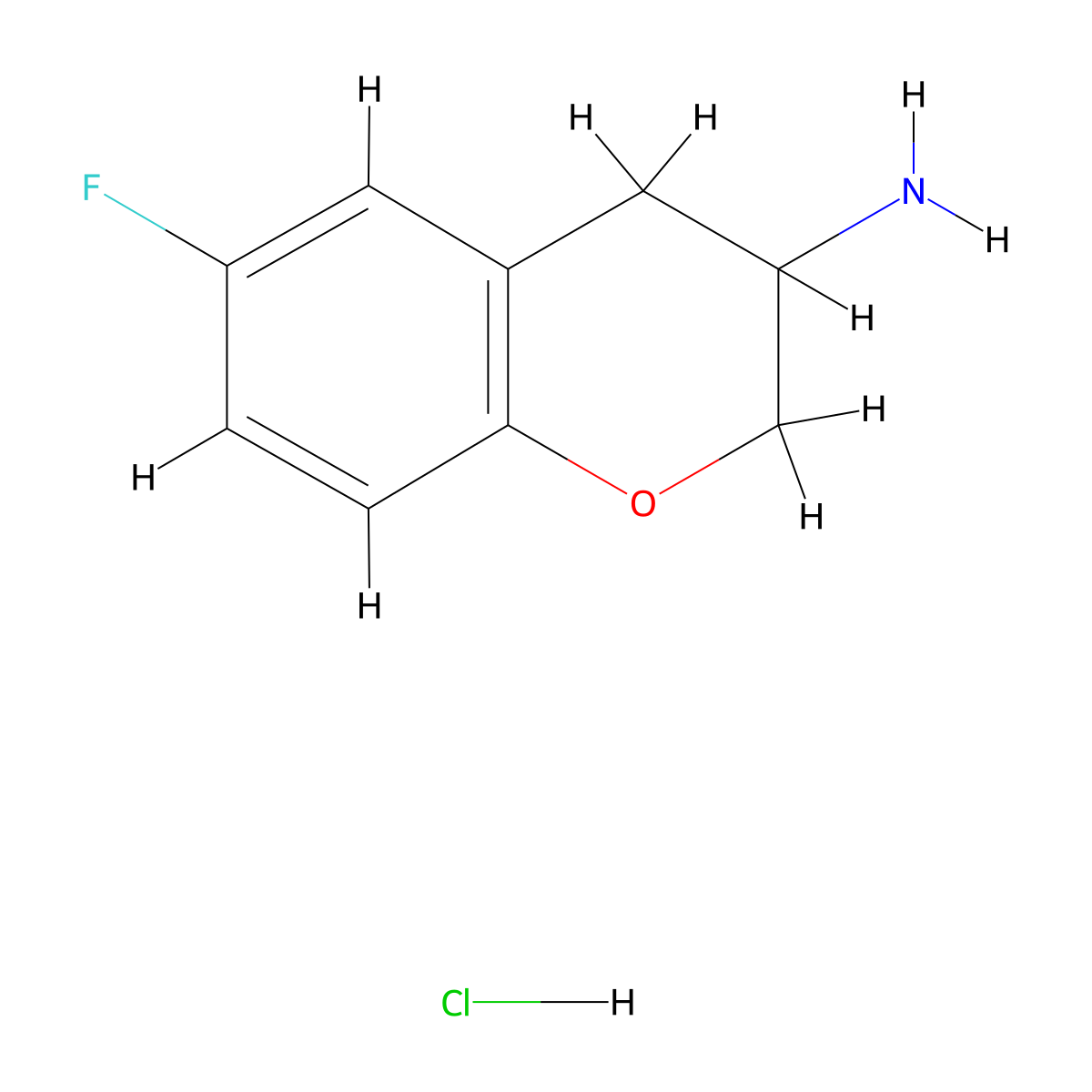 6-fluoro-3,4-dihydro-2H-1-benzopyran-3-amine hydrochloride molecular structure, CAS 1803587-71-4