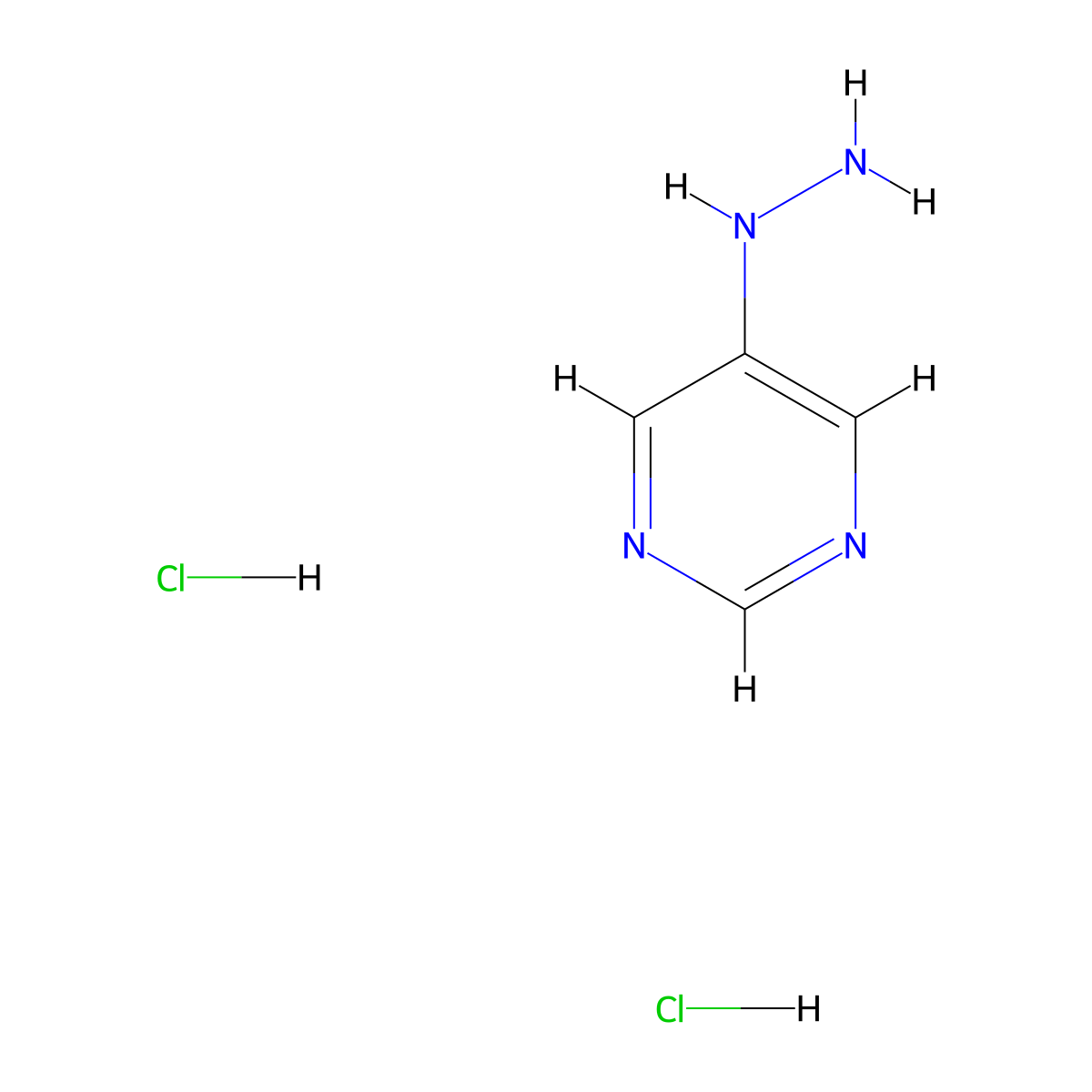 5-Hydrazinylpyrimidine dihydrochloride molecular structure, CAS 1803587-72-5