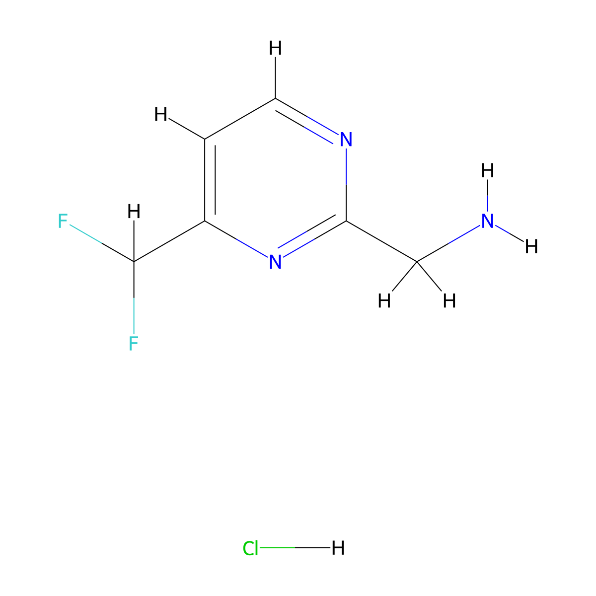 (4-(Difluoromethyl)pyrimidin-2-yl)methanamine hydrochloride molecular structure, CAS 1803587-74-7