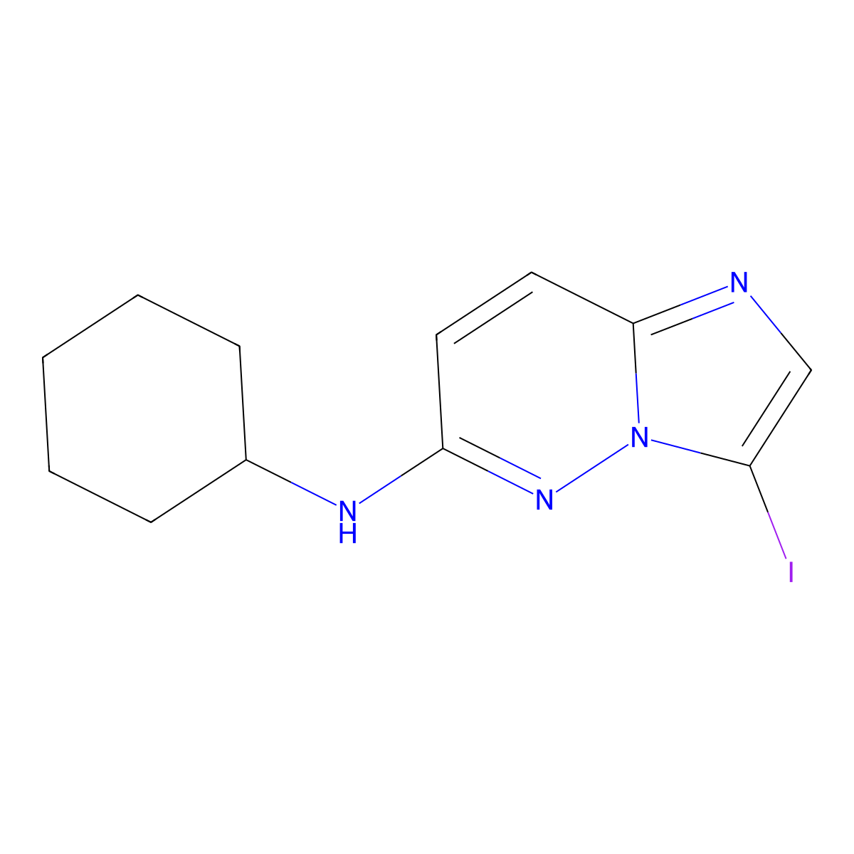 N-cyclohexyl-3-iodoimidazo[1,2-b]pyridazin-6-amine molecular structure, CAS 1803587-75-8