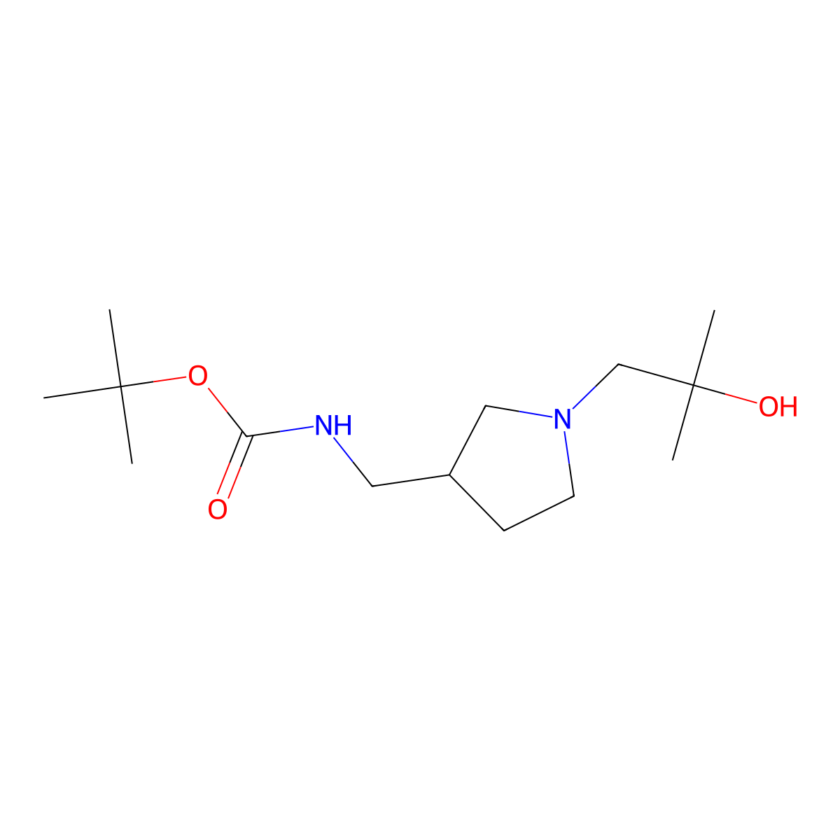 tert-butyl N-{[1-(2-hydroxy-2-methylpropyl)pyrrolidin-3-yl]methyl}carbamate molecular structure, CAS 1803587-78-1