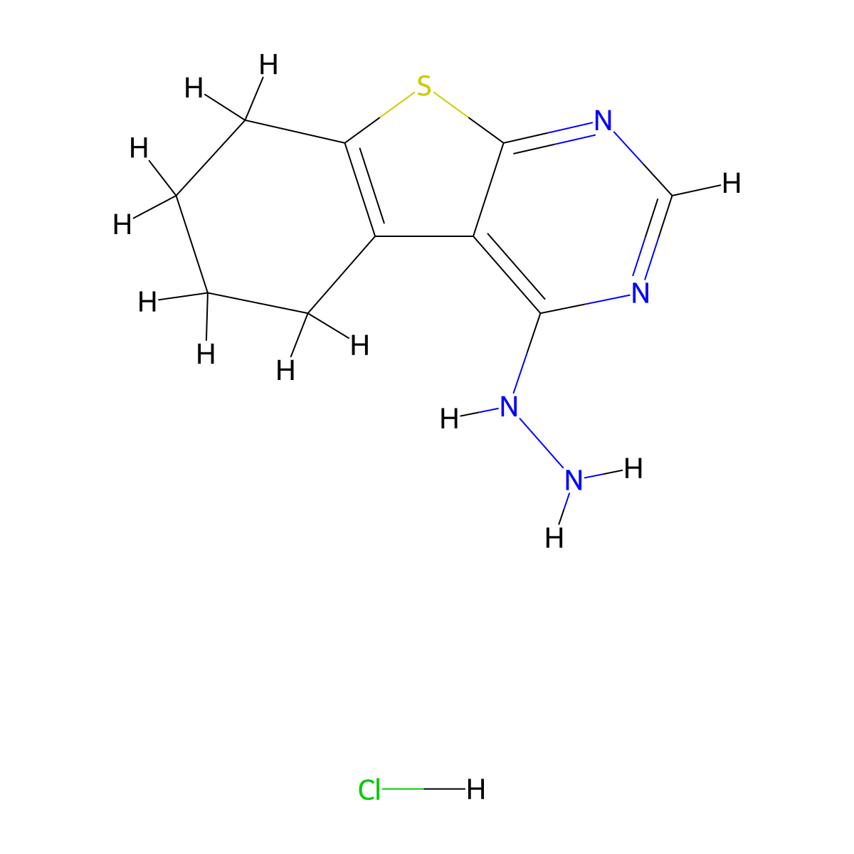 3-Hydrazinyl-8-thia-4,6-diazatricyclo[7.4.0.0,2,7]trideca-1(9),2,4,6-tetraene hydrochloride molecular structure, CAS 1803587-80-5