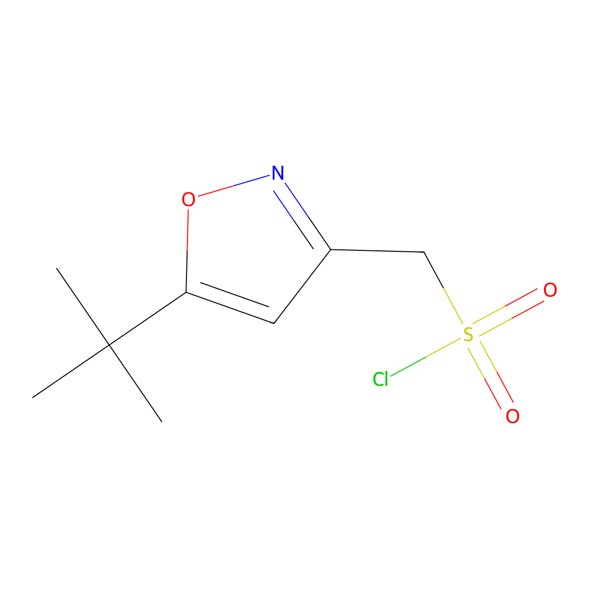 (5-Tert-butyl-1,2-oxazol-3-yl)methanesulfonyl chloride molecular structure, CAS 1803587-82-7