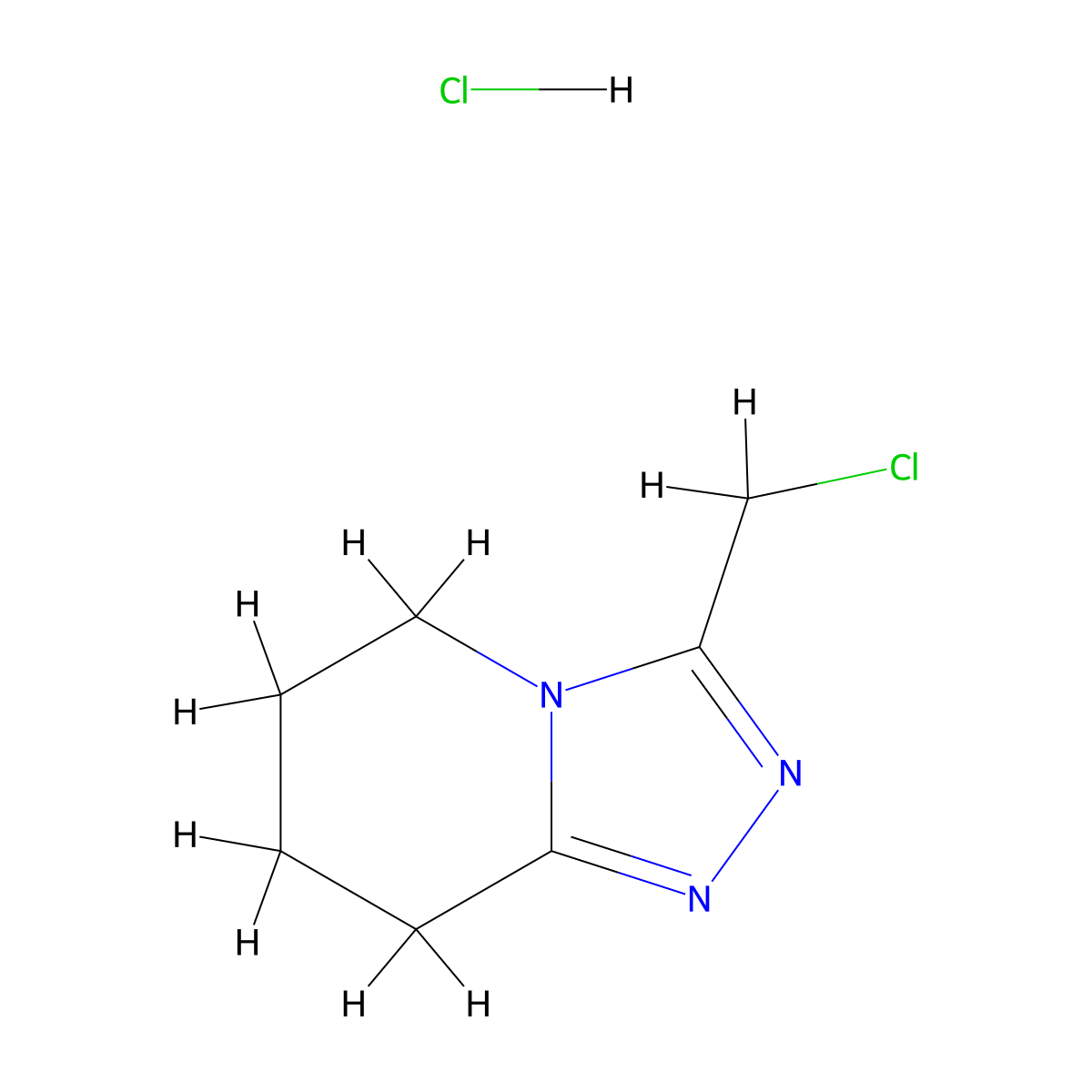 3-(chloromethyl)-5H,6H,7H,8H-(1,2,4)triazolo(4,3-a)pyridine hydrochloride molecular structure, CAS 1803587-84-9