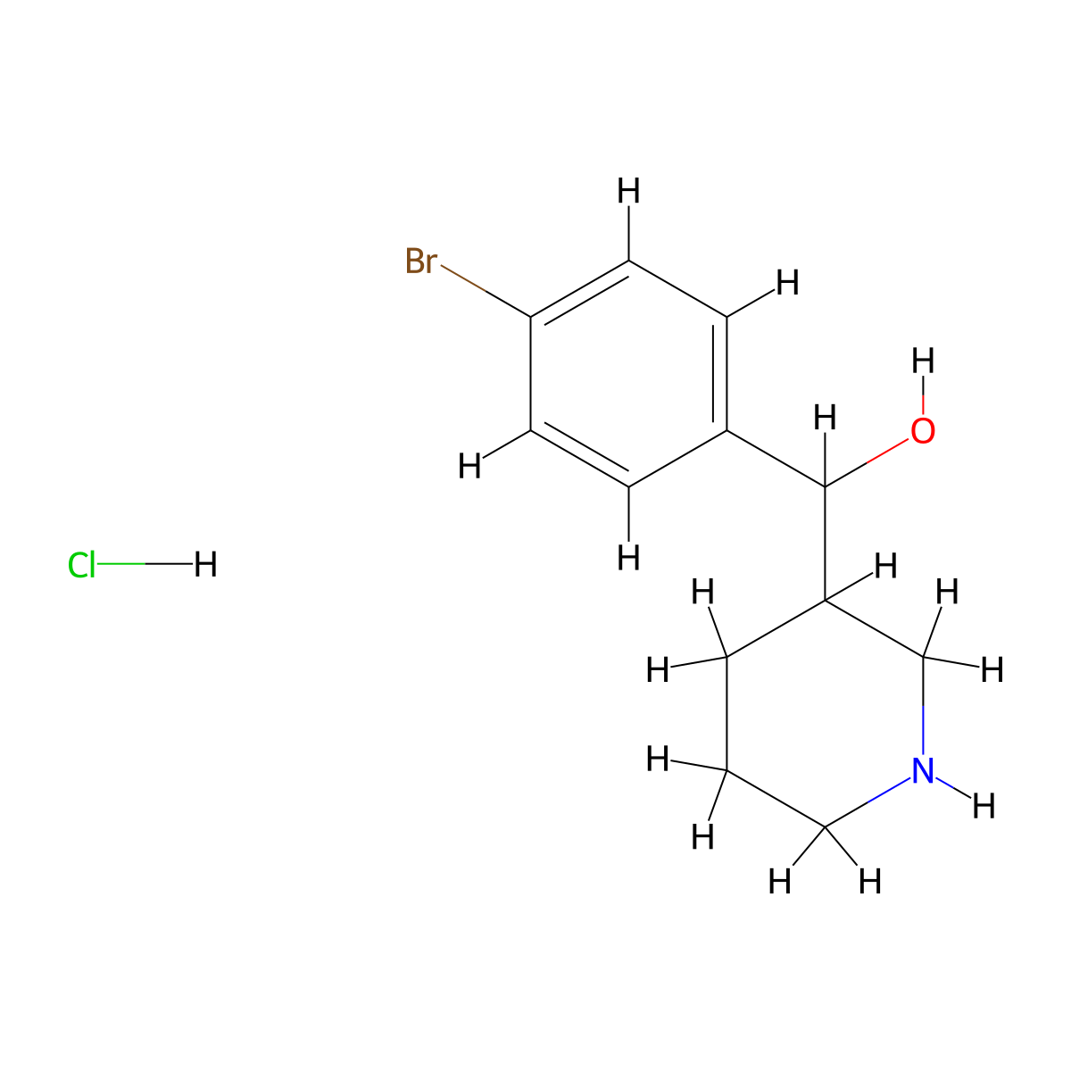 (4-Bromophenyl)(piperidin-3-yl)methanol hydrochloride molecular structure, CAS 1803588-01-3