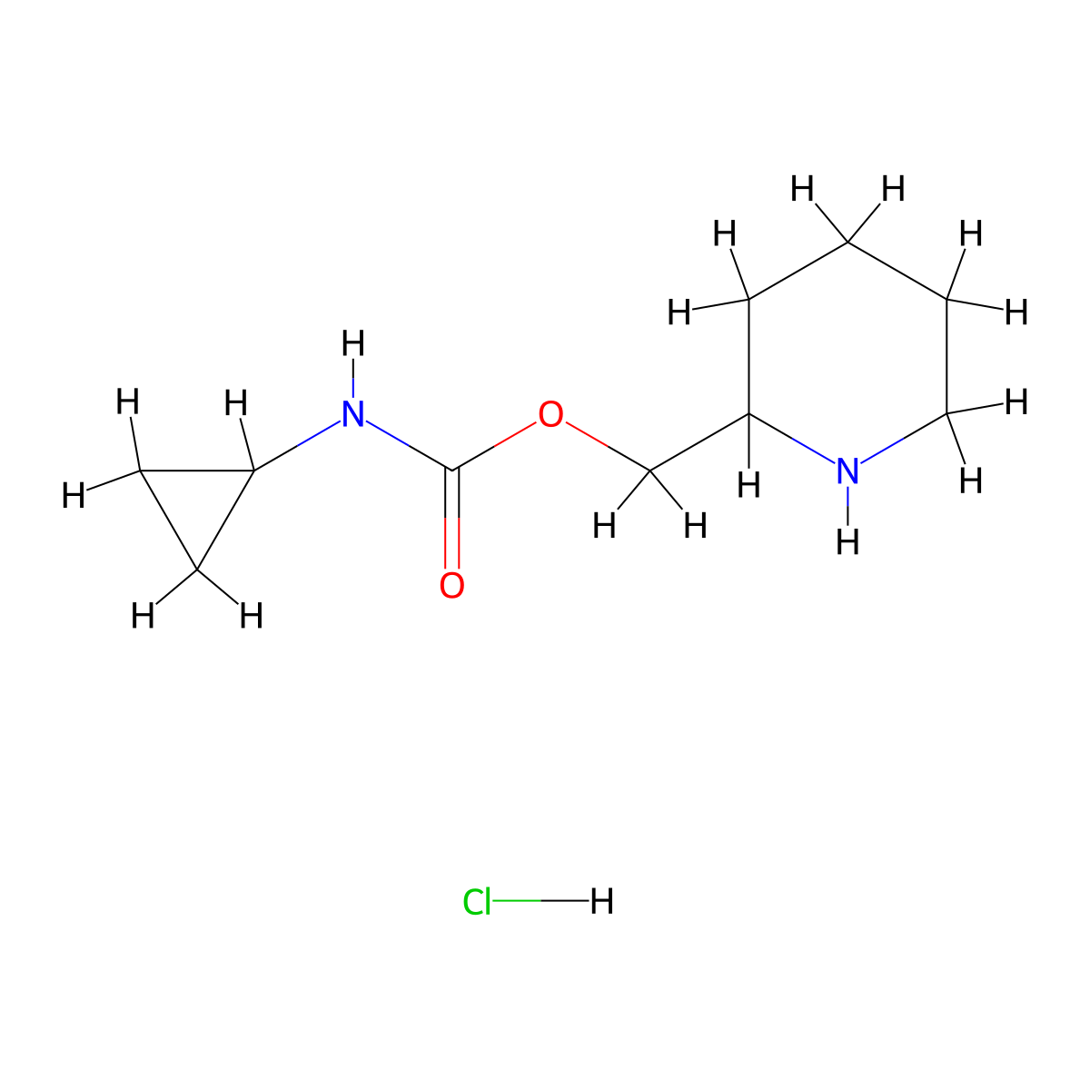 piperidin-2-ylmethyl N-cyclopropylcarbamate hydrochloride molecular structure, CAS 1803588-06-8