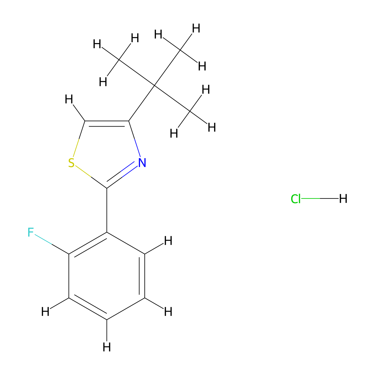 4-Tert-butyl-2-(2-fluorophenyl)-1,3-thiazole hydrochloride molecular structure, CAS 1803588-09-1