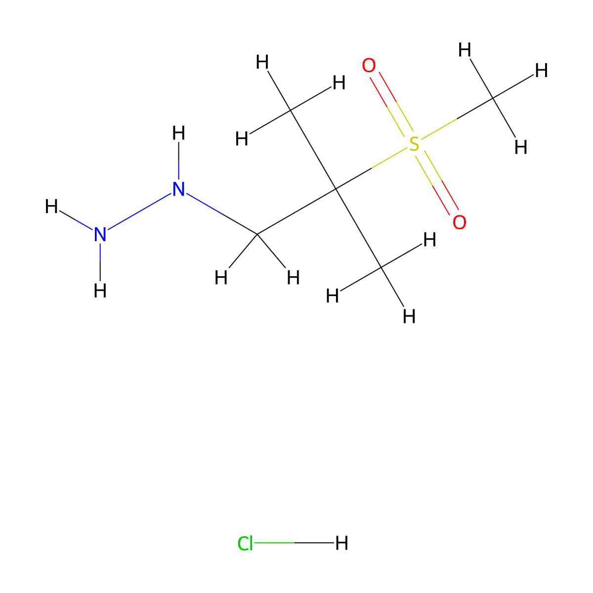 (2-Methanesulfonyl-2-methylpropyl)hydrazine hydrochloride molecular structure, CAS 1803588-12-6
