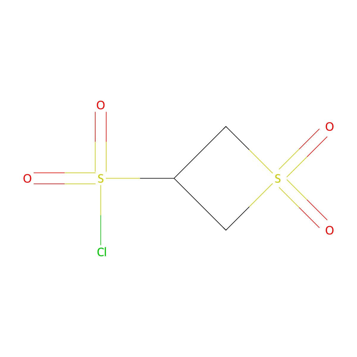 1,1-Dioxo-1lambda6-thietane-3-sulfonyl chloride molecular structure, CAS 1803588-15-9