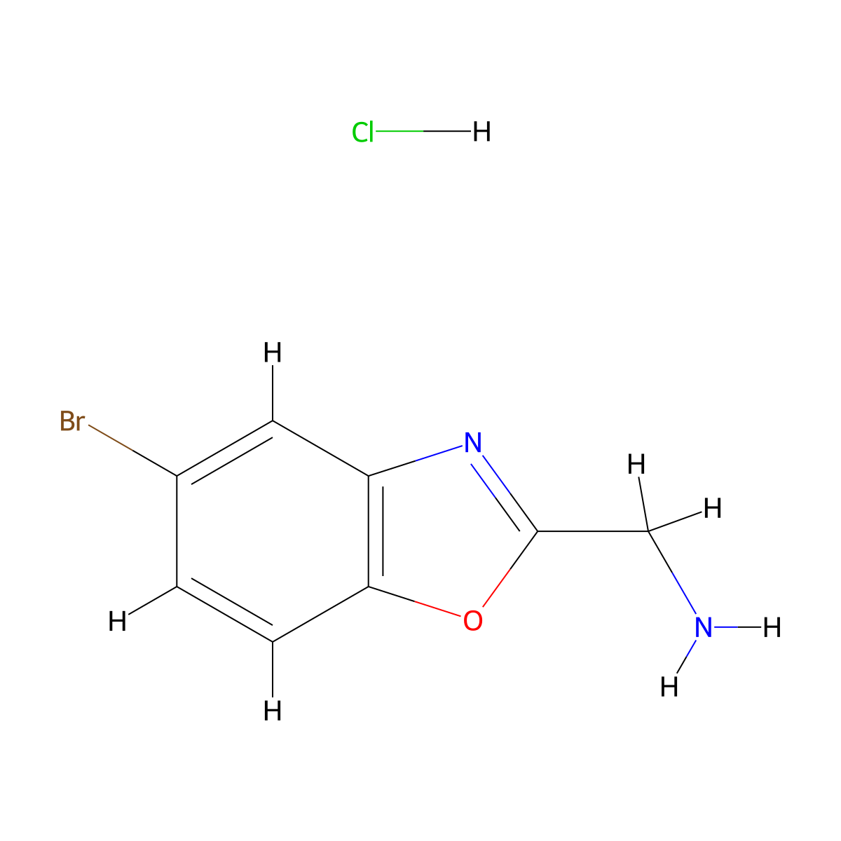 (5-Bromo-1,3-benzoxazol-2-yl)methanamine hydrochloride molecular structure, CAS 1803588-27-3