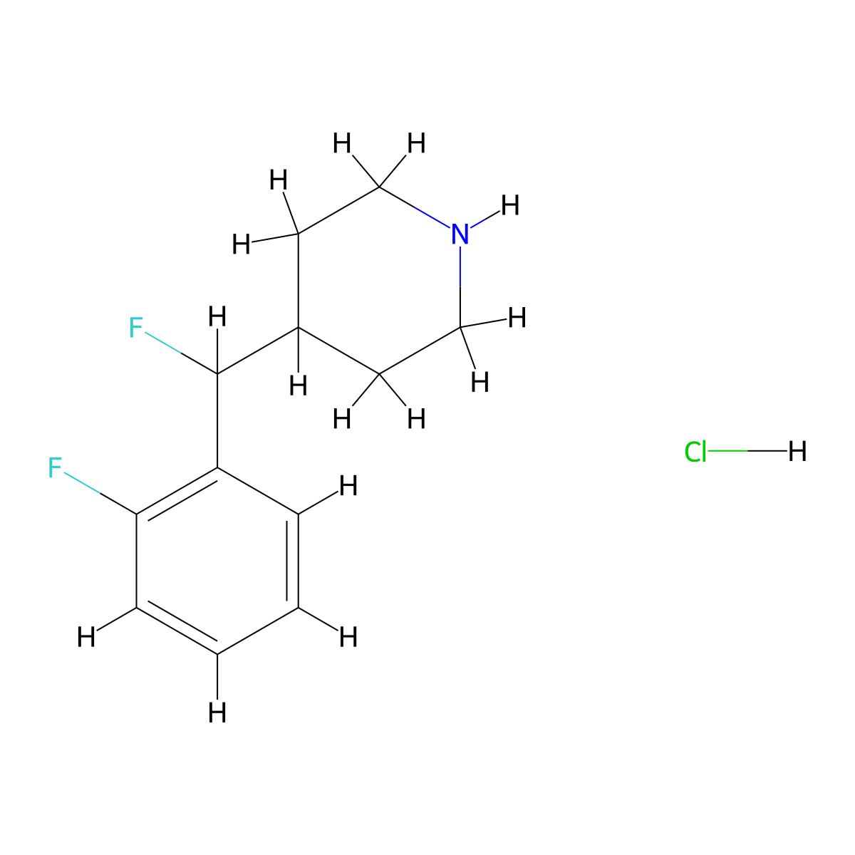 4-[Fluoro(2-fluorophenyl)methyl]piperidine hydrochloride molecular structure, CAS 1803588-28-4