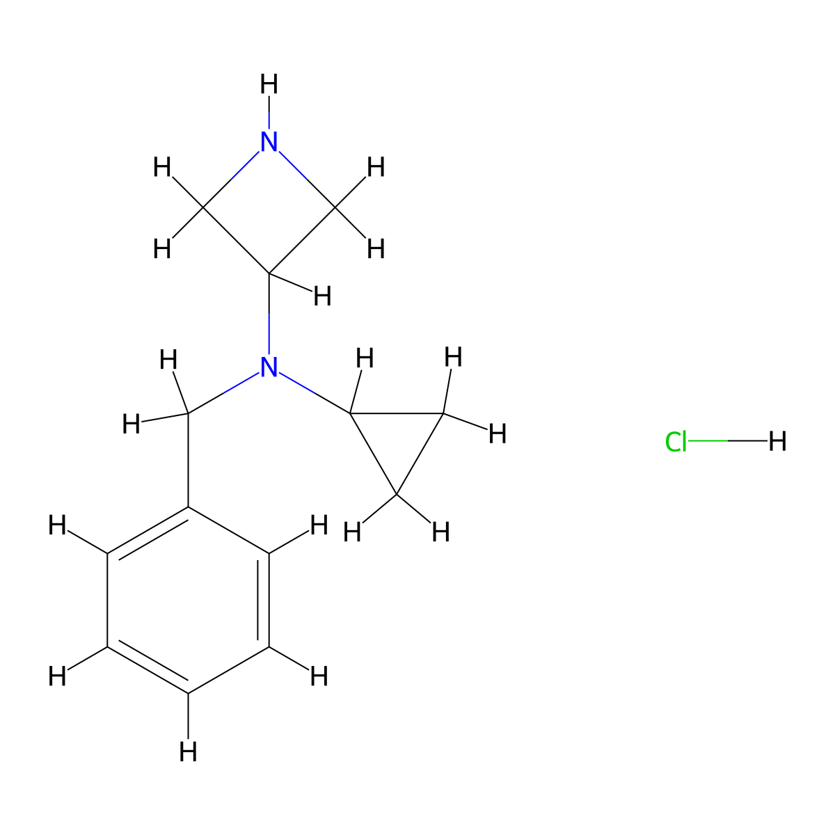 N-benzyl-N-cyclopropylazetidin-3-amine hydrochloride molecular structure, CAS 1803588-34-2