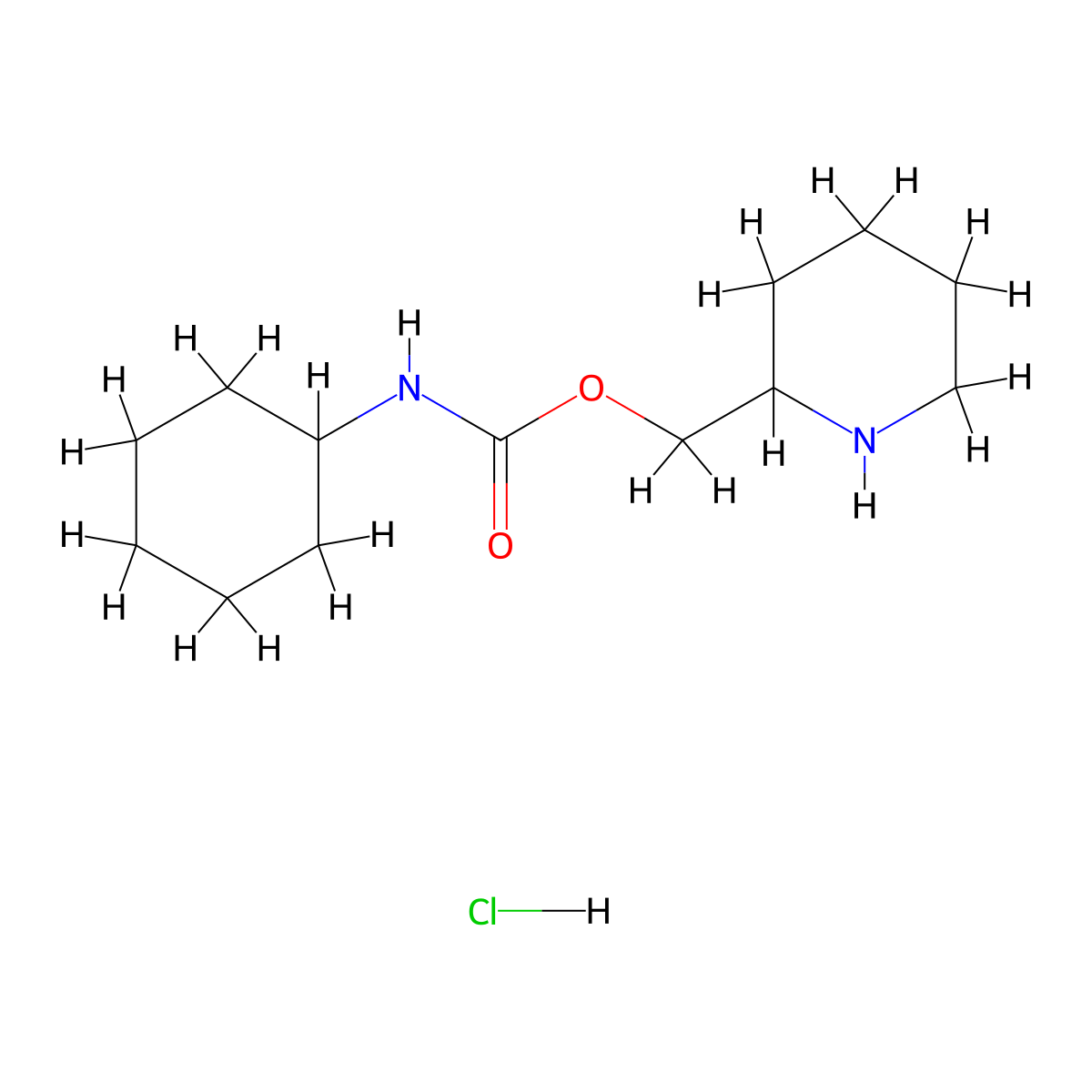 piperidin-2-ylmethyl N-cyclohexylcarbamate hydrochloride molecular structure, CAS 1803588-41-1