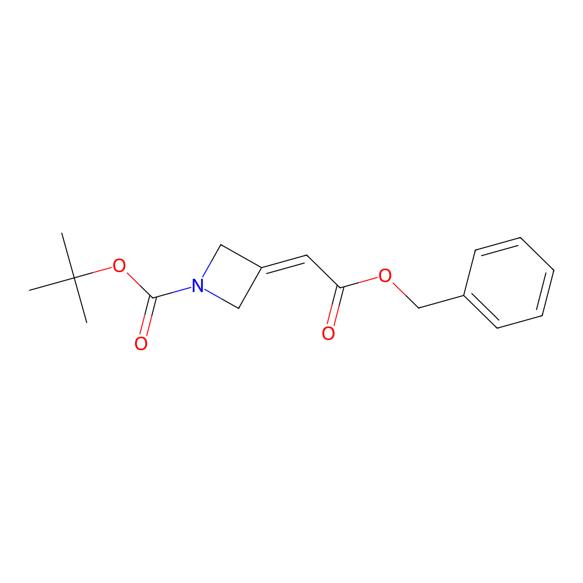 Tert-butyl 3-[2-(benzyloxy)-2-oxoethylidene]azetidine-1-carboxylate molecular structure, CAS 1803588-48-8