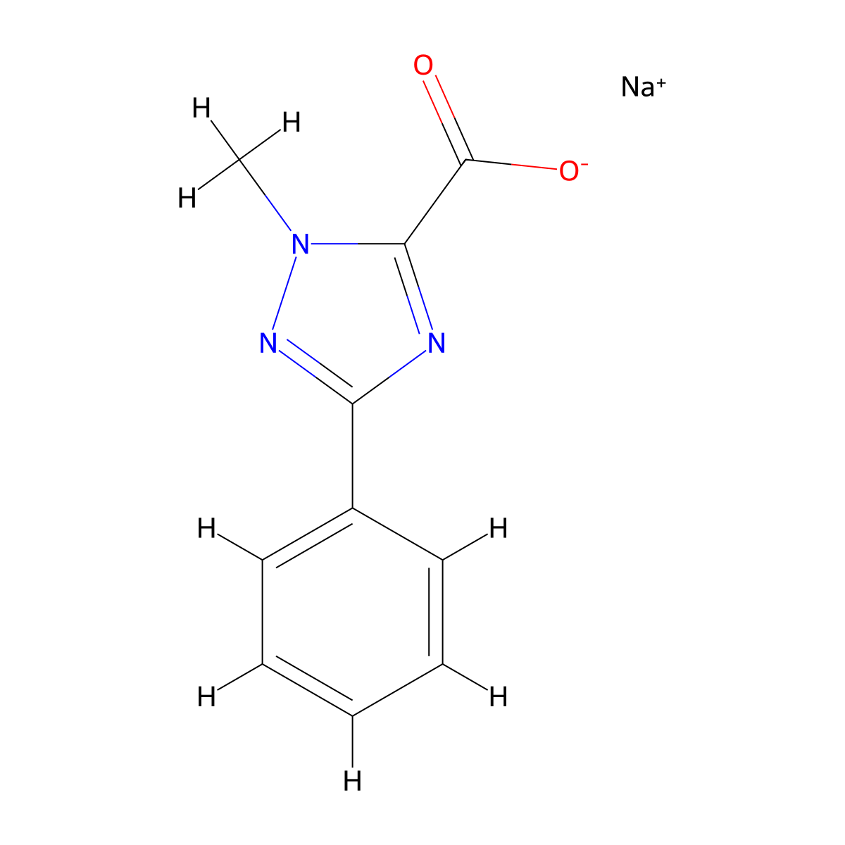sodium 1-methyl-3-phenyl-1H-1,2,4-triazole-5-carboxylate molecular structure, CAS 1803588-52-4