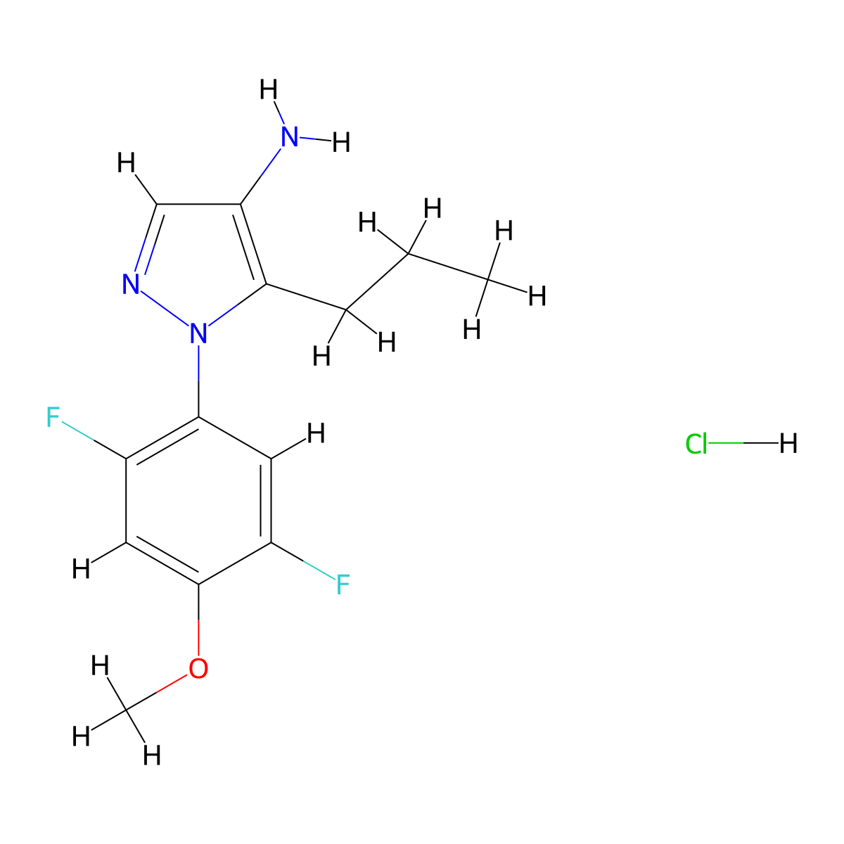 1-(2,5-difluoro-4-methoxyphenyl)-5-propyl-1H-pyrazol-4-amine hydrochloride molecular structure, CAS 1803588-56-8