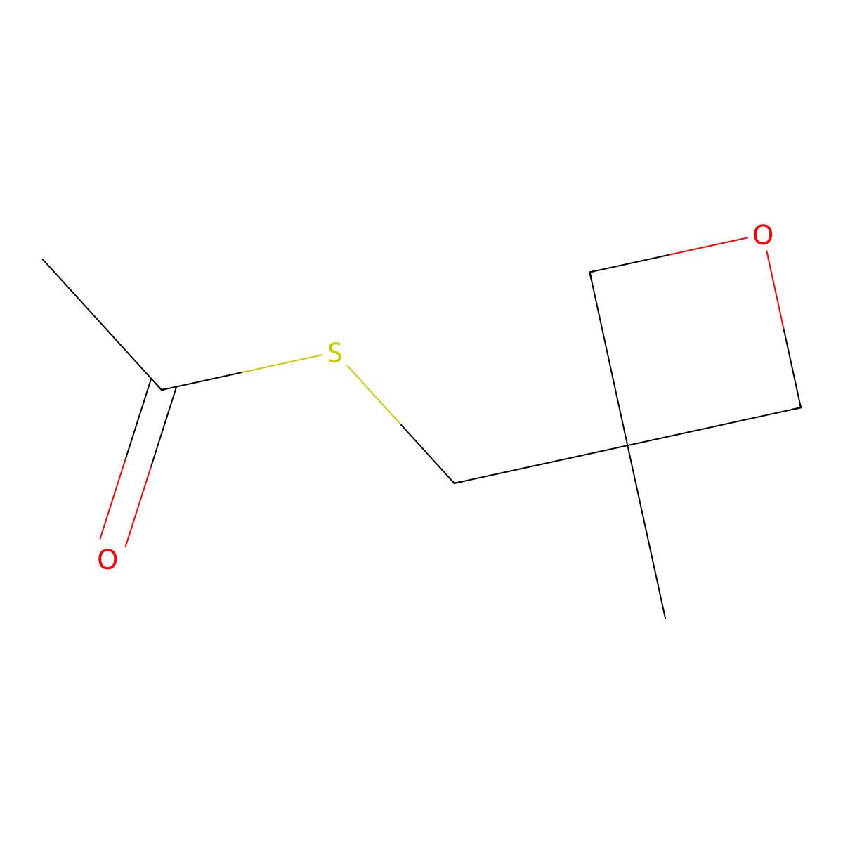 1-{[(3-Methyloxetan-3-yl)methyl]sulfanyl}ethan-1-one molecular structure, CAS 1803588-59-1