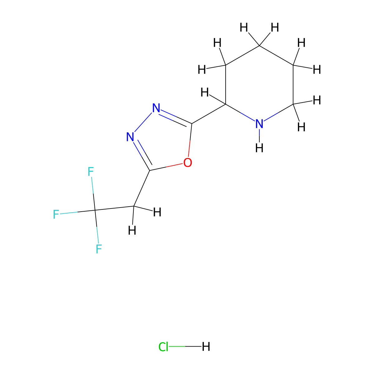 2-[5-(2,2,2-Trifluoroethyl)-1,3,4-oxadiazol-2-yl]piperidine hydrochloride molecular structure, CAS 1803588-63-7