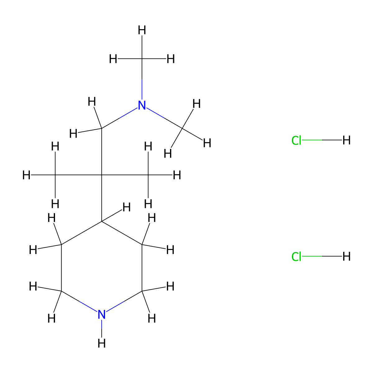 Dimethyl[2-methyl-2-(piperidin-4-yl)propyl]amine dihydrochloride molecular structure, CAS 1803588-70-6