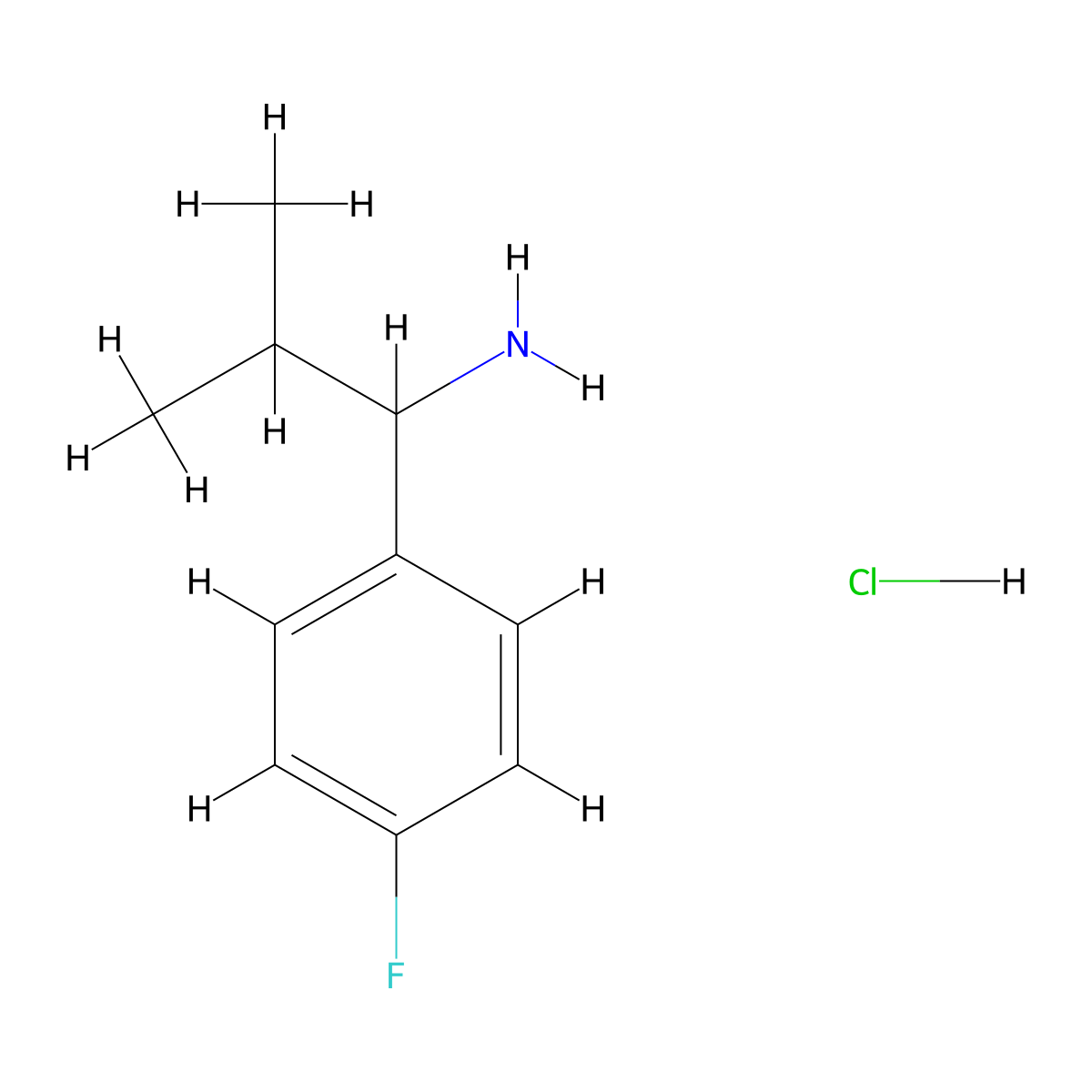 1-(4-Fluorophenyl)-2-methylpropan-1-amine hydrochloride molecular structure, CAS 1803588-71-7