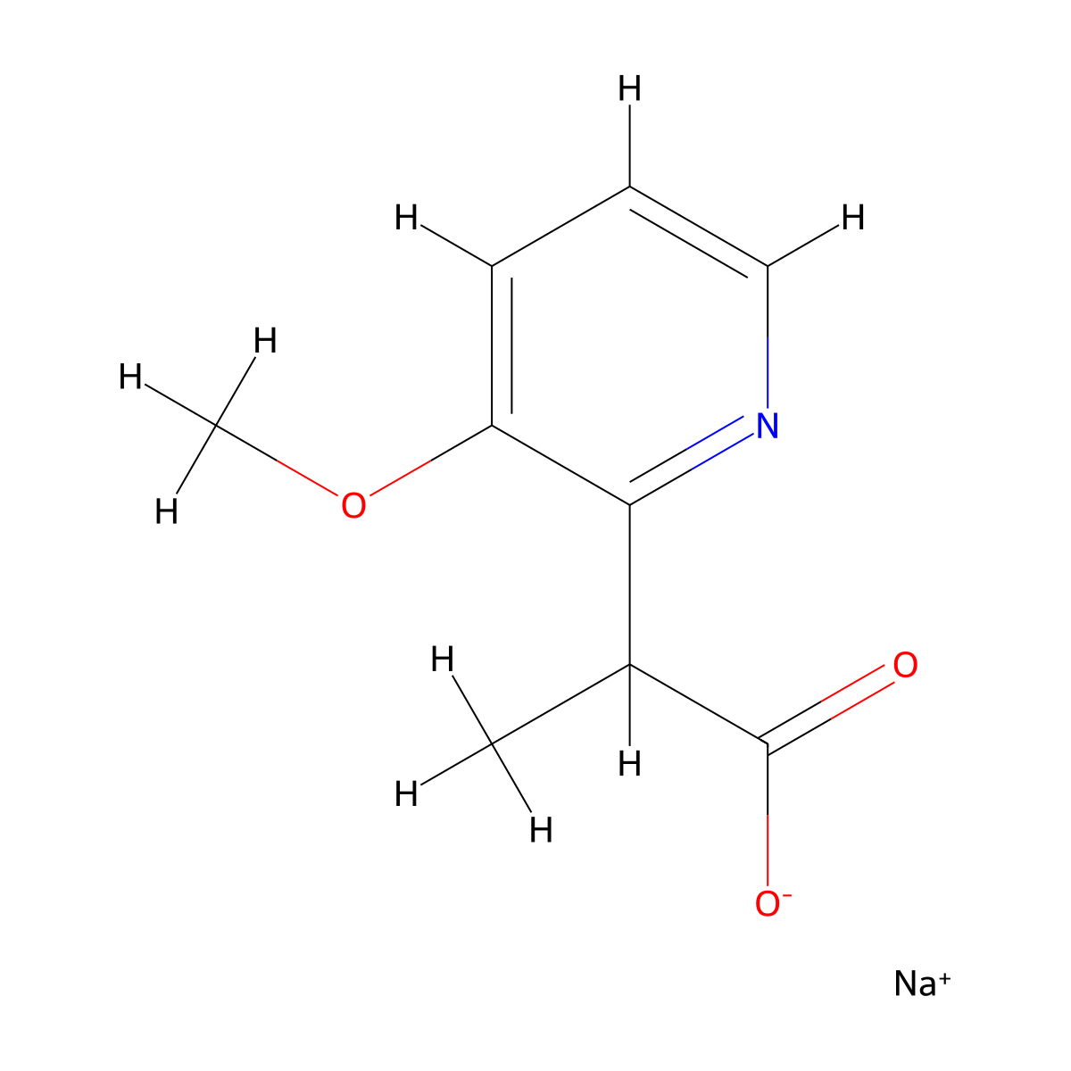 Sodium 2-(3-methoxypyridin-2-yl)propanoate molecular structure, CAS 1803588-73-9