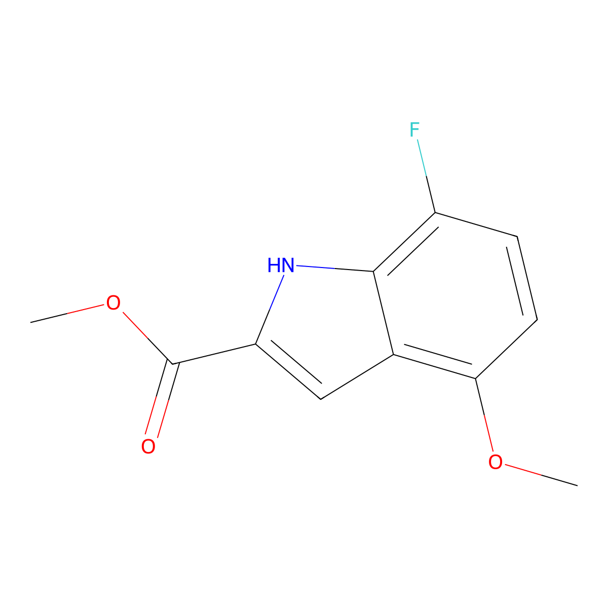 methyl 7-fluoro-4-methoxy-1H-indole-2-carboxylate molecular structure, CAS 1803588-77-3