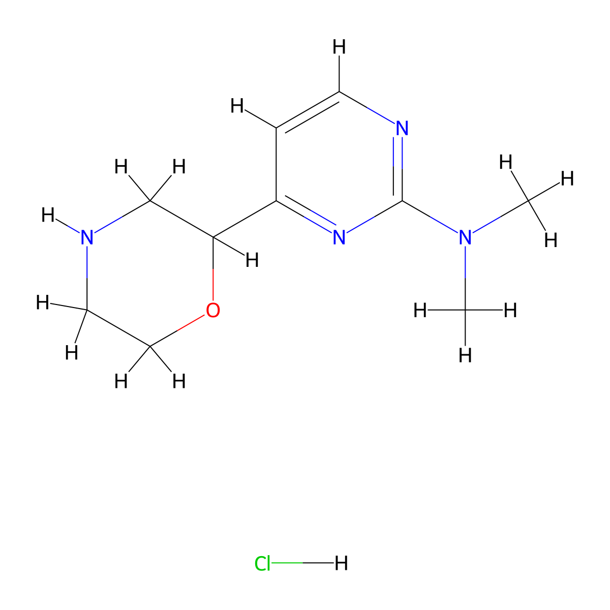 N,N-Dimethyl-4-(morpholin-2-yl)pyrimidin-2-amine hydrochloride molecular structure, CAS 1803588-78-4