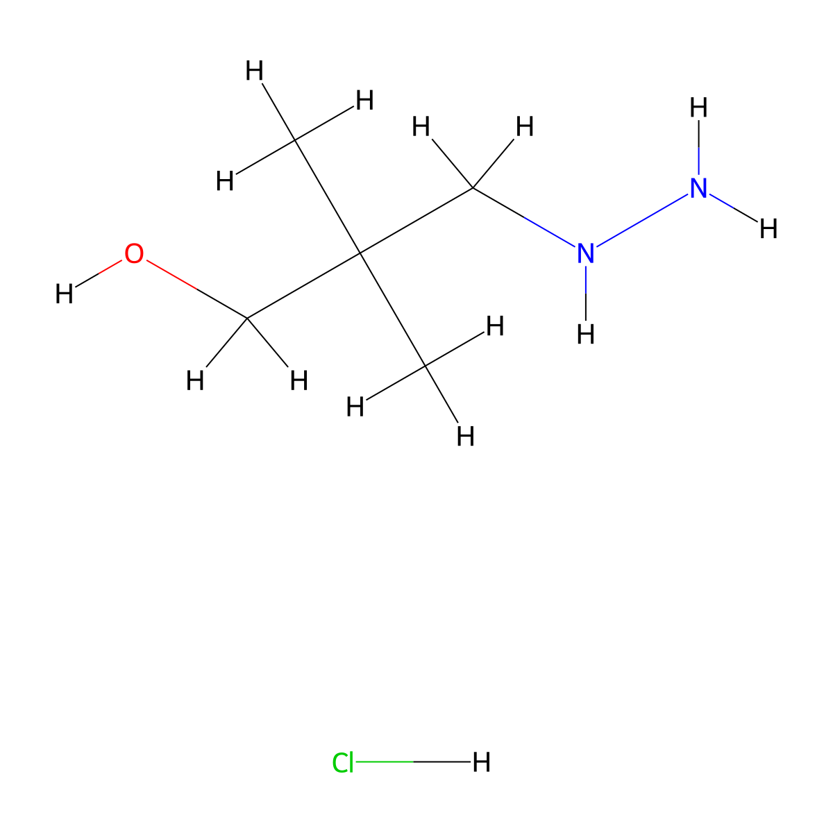 3-Hydrazinyl-2,2-dimethylpropan-1-ol hydrochloride molecular structure, CAS 1803588-81-9