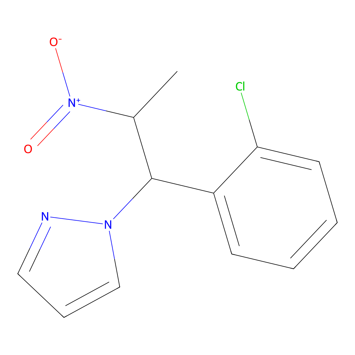 1-[1-(2-chlorophenyl)-2-nitropropyl]-1H-pyrazole molecular structure, CAS 1803588-84-2