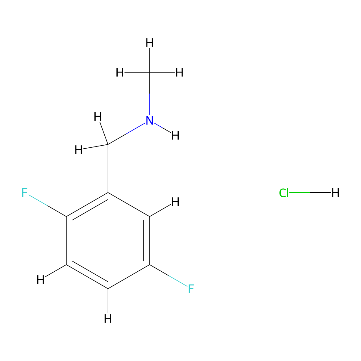 1-(2,5-Difluorophenyl)-N-methylmethanamine hydrochloride molecular structure, CAS 1803588-86-4