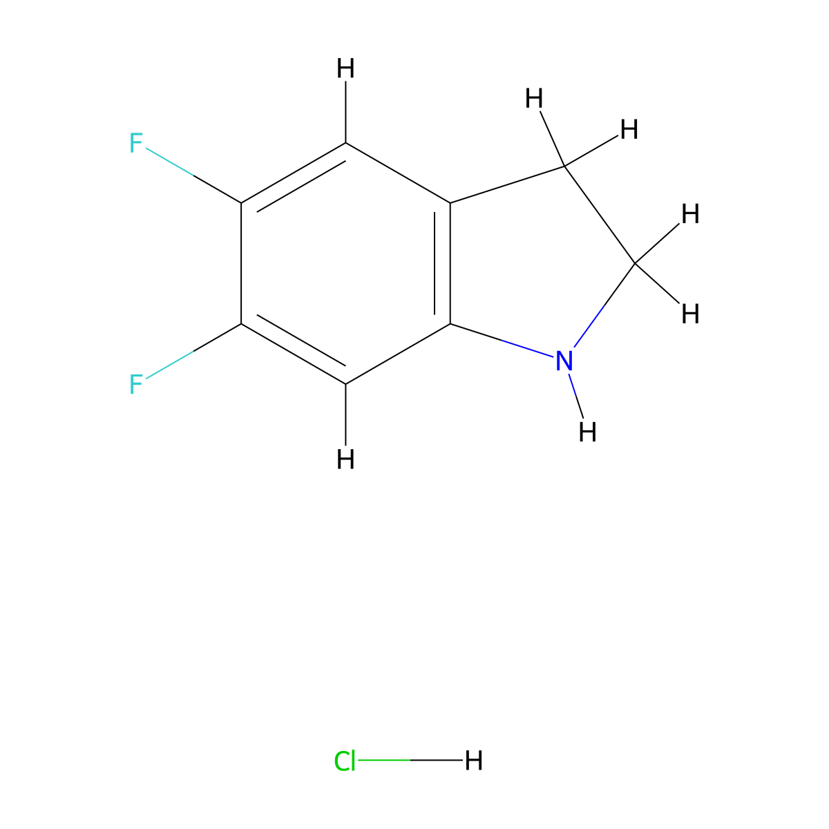 5,6-difluoro-2,3-dihydro-1H-indole hydrochloride molecular structure, CAS 1803588-91-1