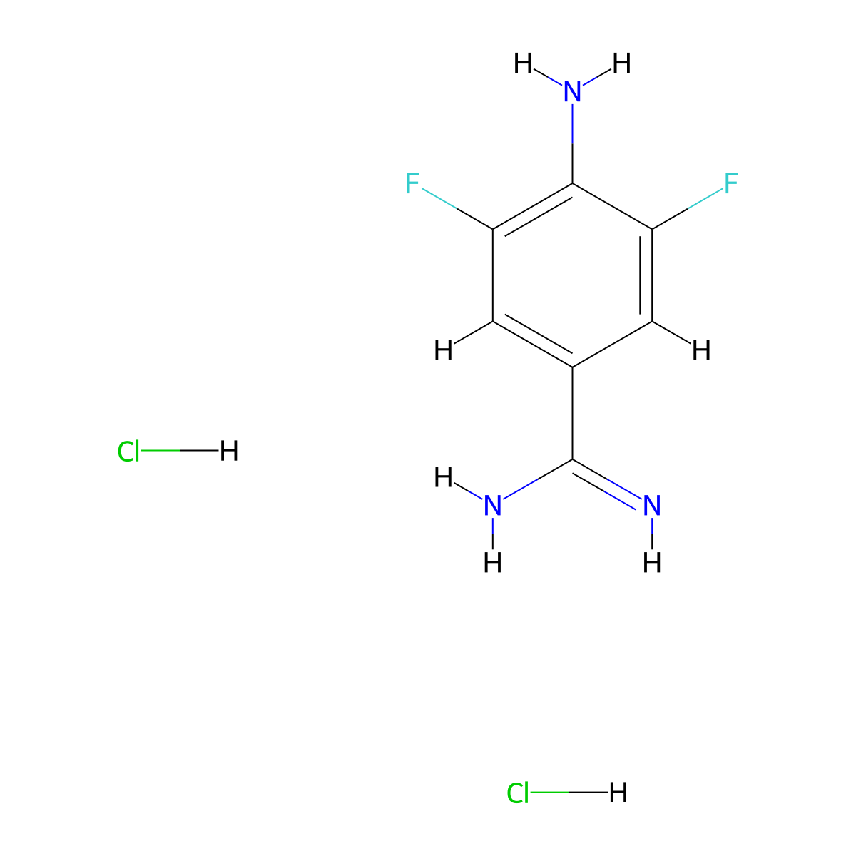 4-Amino-3,5-difluorobenzene-1-carboximidamide dihydrochloride molecular structure, CAS 1803588-95-5
