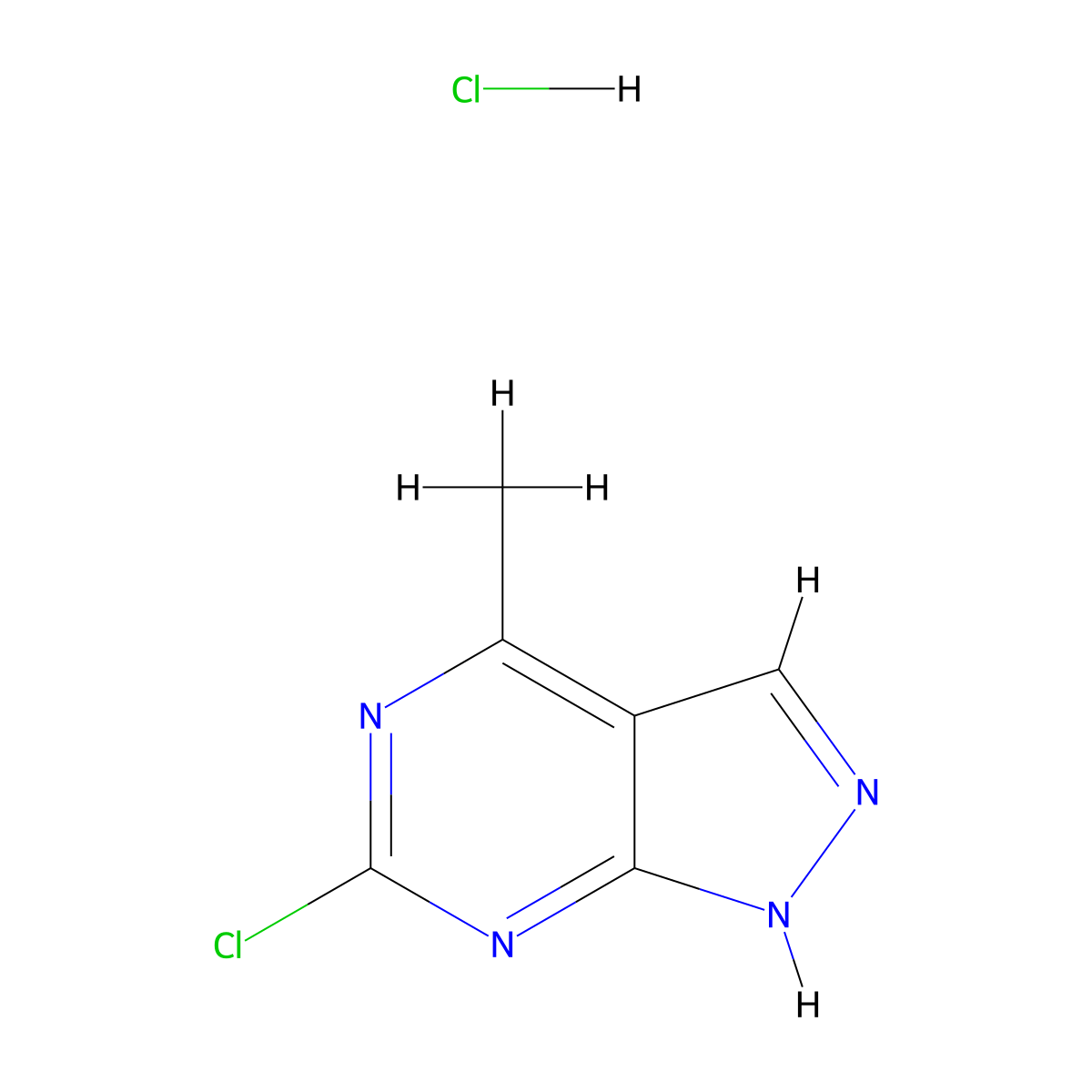 6-chloro-4-methyl-1H-pyrazolo[3,4-d]pyrimidine hydrochloride molecular structure, CAS 1803588-97-7